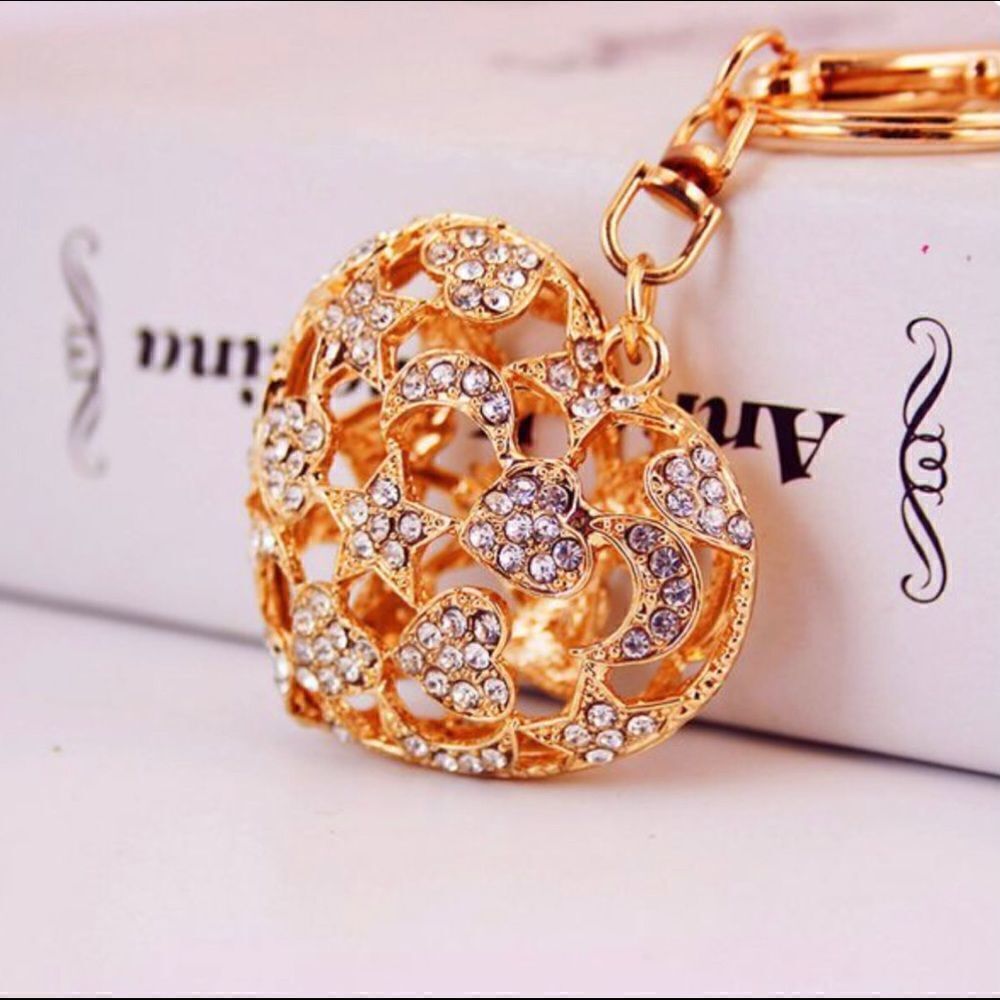 Open Heart Pave’ Crystals Purse Charm